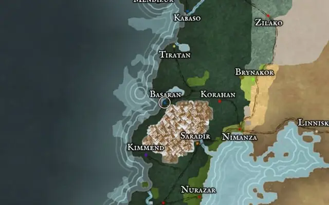 Basaran on the map of Kworgale