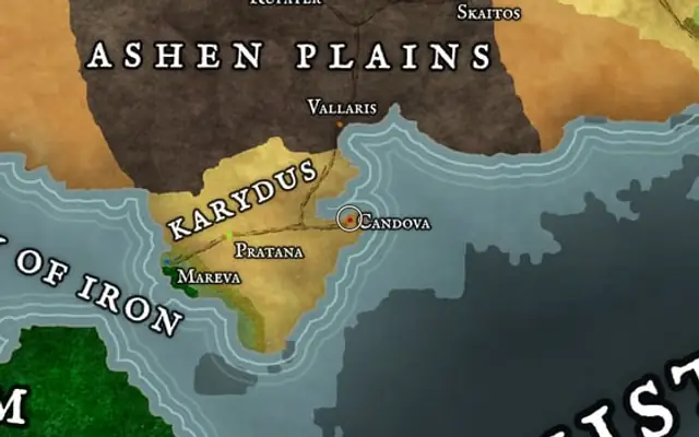 Candova on the map of Kworgale