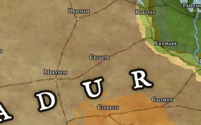 Celasor on the map of Kworgale