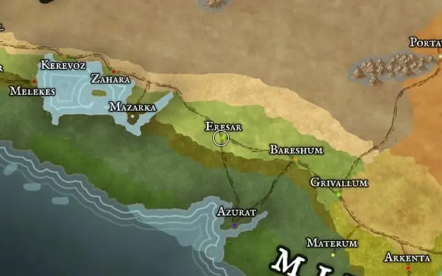 Eresar on the map of Kworgale