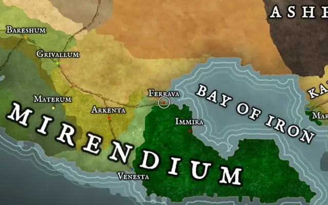 Ferrava on the map of Kworgale