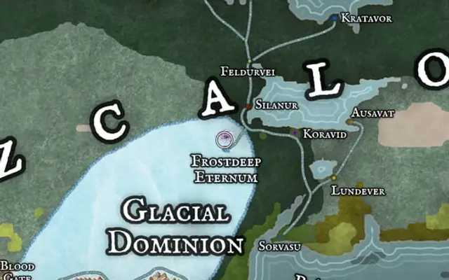 Frostdeep Eternum on the map of Kworgale