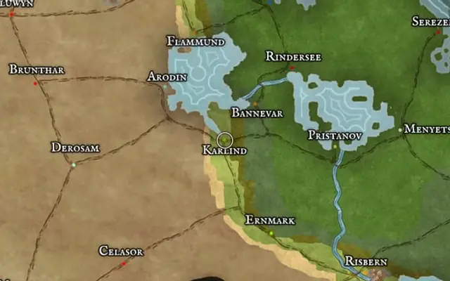 Karlind on the map of Kworgale