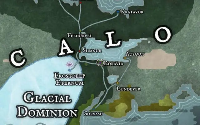 Koravid on the map of Kworgale