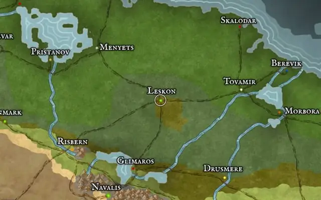 Leskon on the map of Kworgale