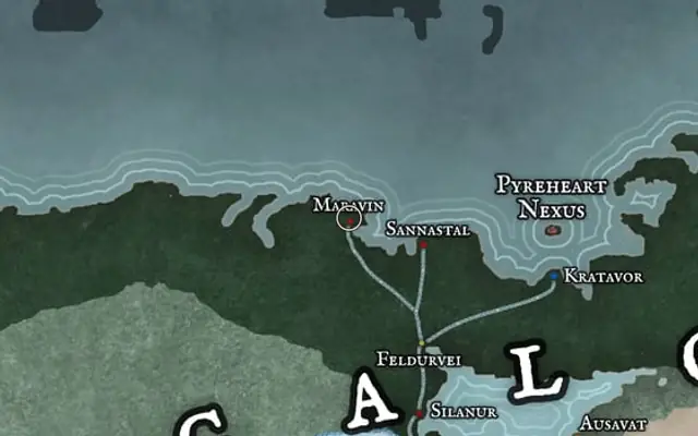 Maravin on the map of Kworgale