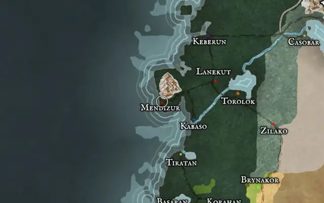 Mendizur on the map of Kworgale