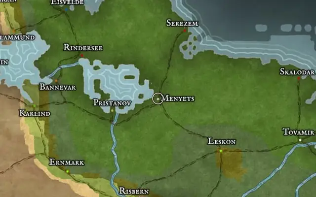 Menyets on the map of Kworgale