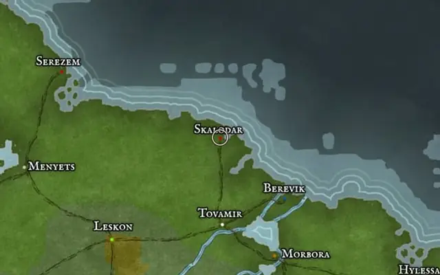 Skalodar on the map of Kworgale