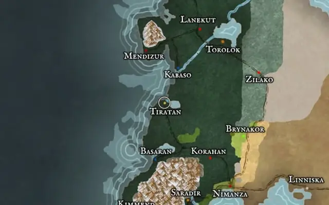 Tiratan on the map of Kworgale