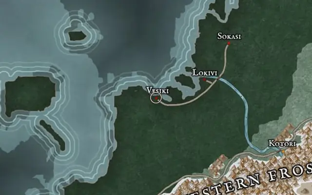 Vesiki on the map of Kworgale