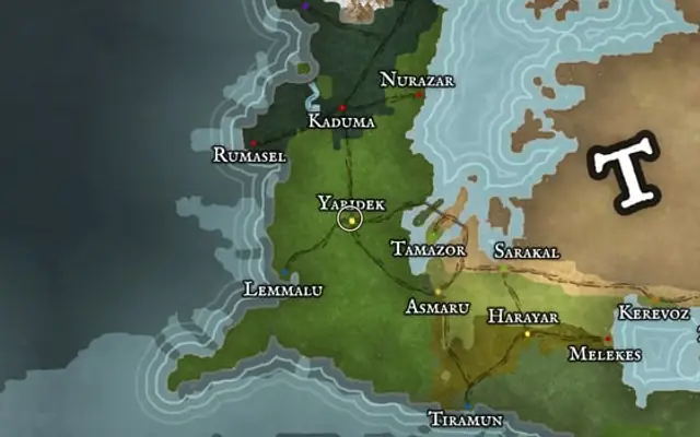 Yaridek on the map of Kworgale